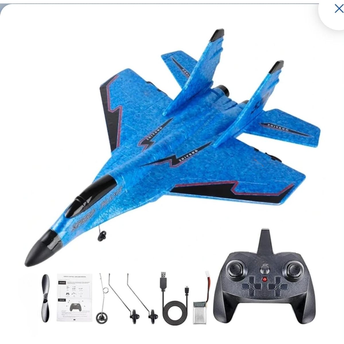 GENERICO - AVION CONTROL REMOTO SU-27 BATERIA RECARGABLE 2,4 GHZ AZUL