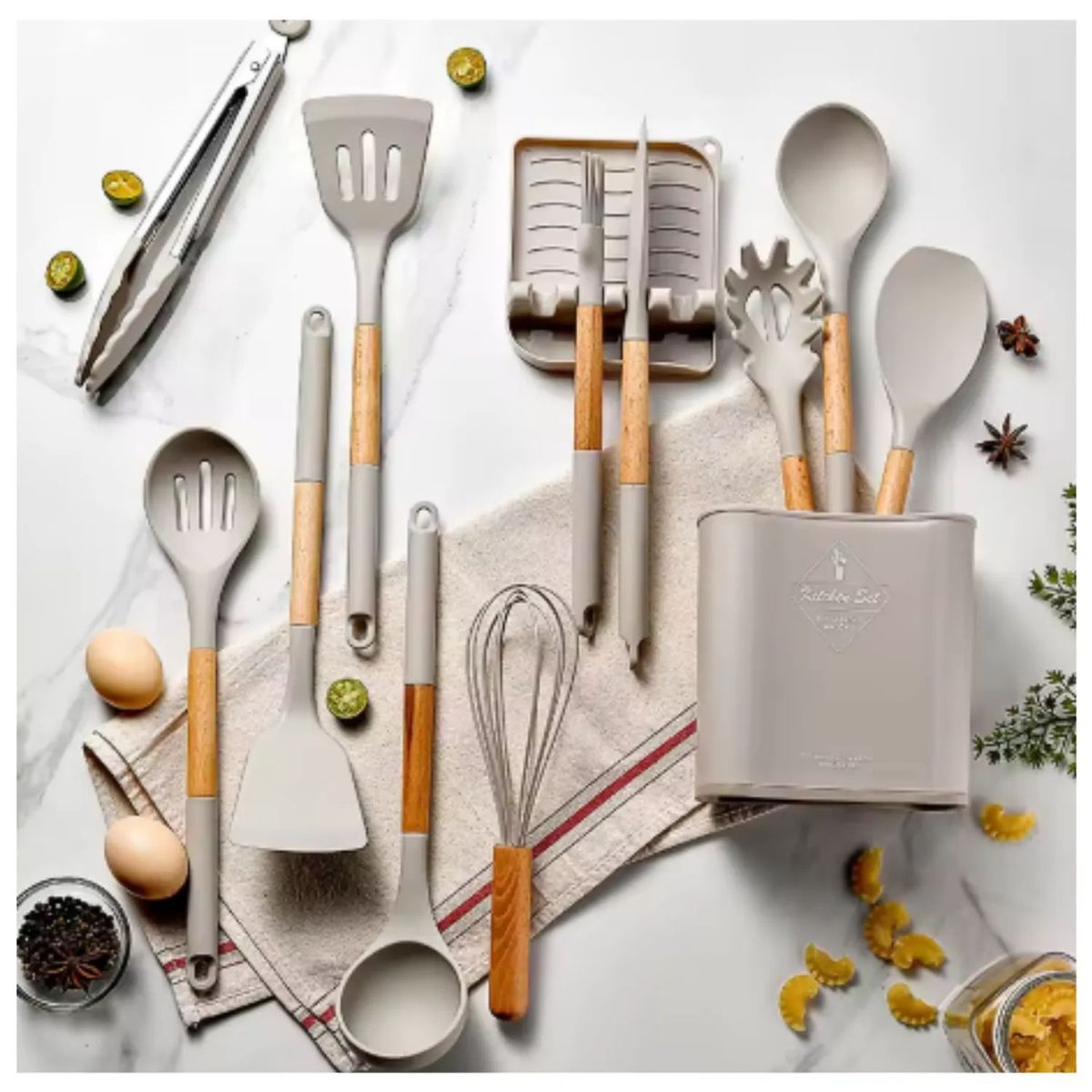 GENERICO - Set de 12 Utensilios de Cocina de Silicona