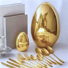 GENERICO - Set de Cuchillería 24 pcs Cubiertos Acero-dorado