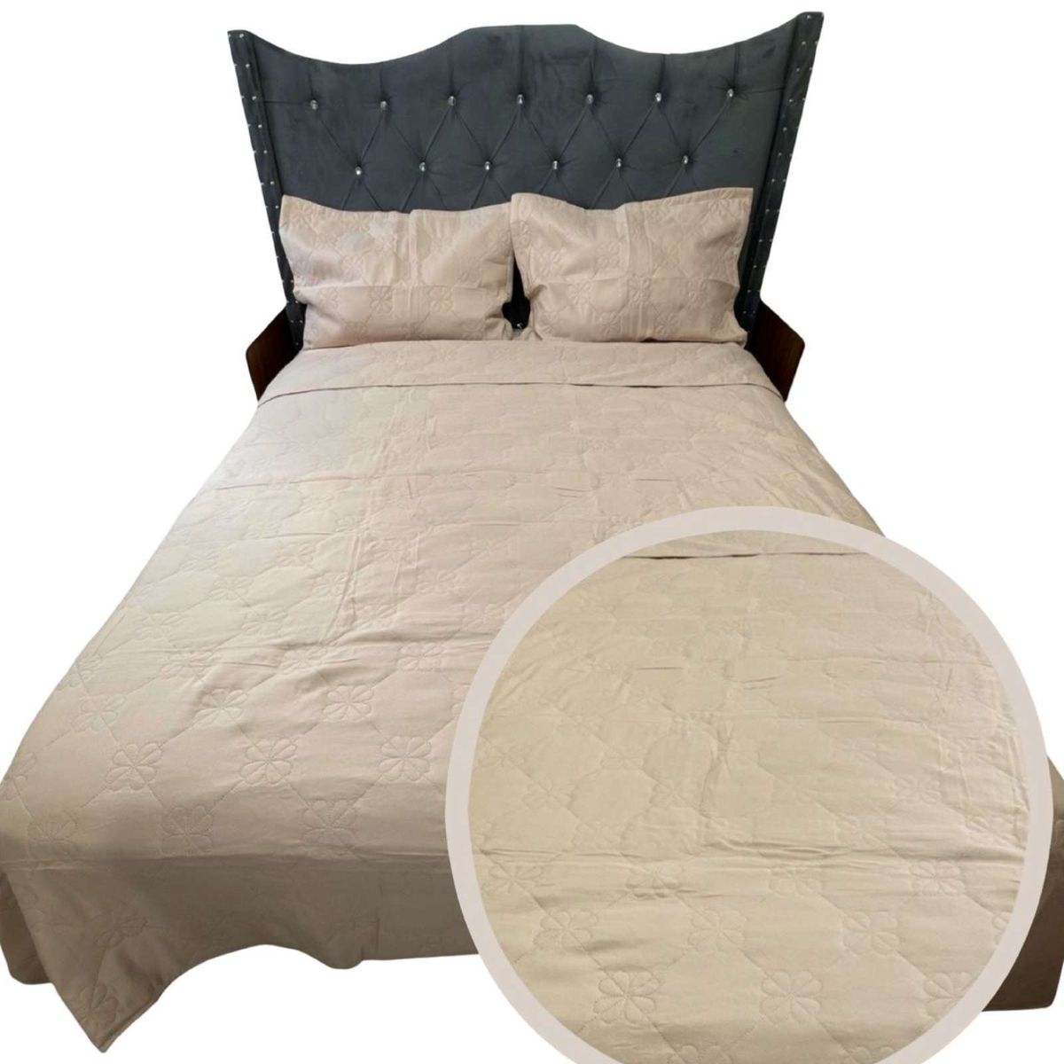 GENERICO - QUILT CUBRECAMA DE LUJO VERANO DELGADO 2 PLAZAS BEIGE