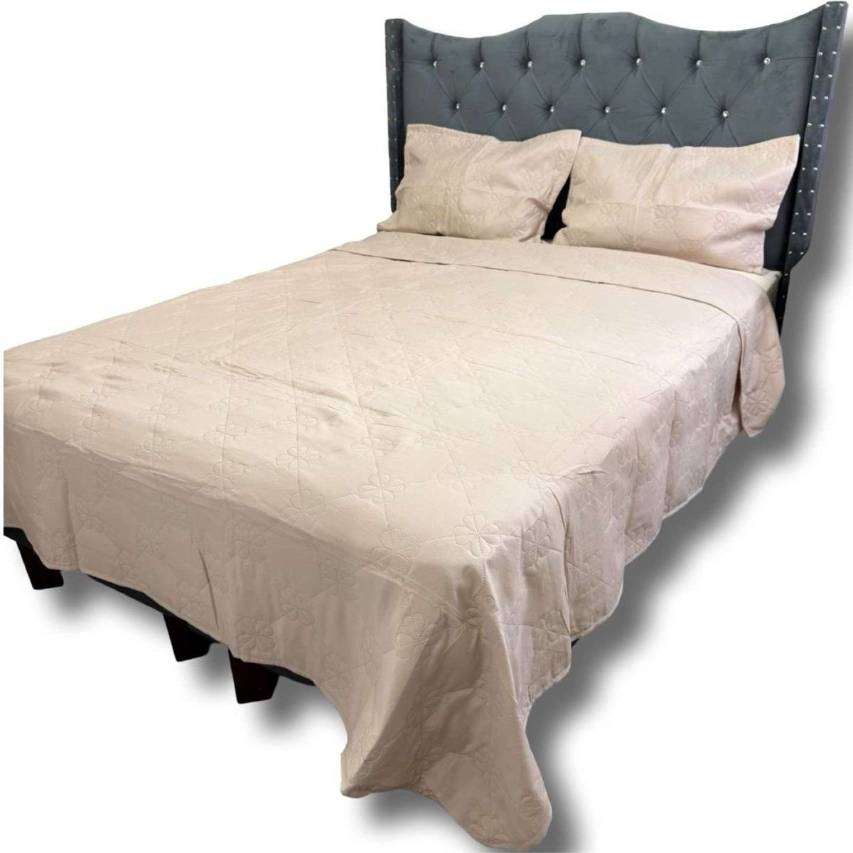 GENERICO - QUILT CUBRECAMA DE LUJO VERANO DELGADO 2 PLAZAS BEIGE