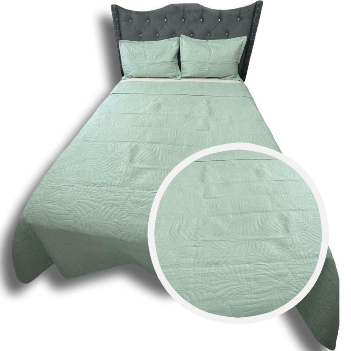 GENERICO - QUILT CUBRECAMA DE LUJO VERANO KING VERDE MENTA
