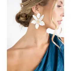 MI PLACARD - Aros Maxi Flor y Brillos Ivory
