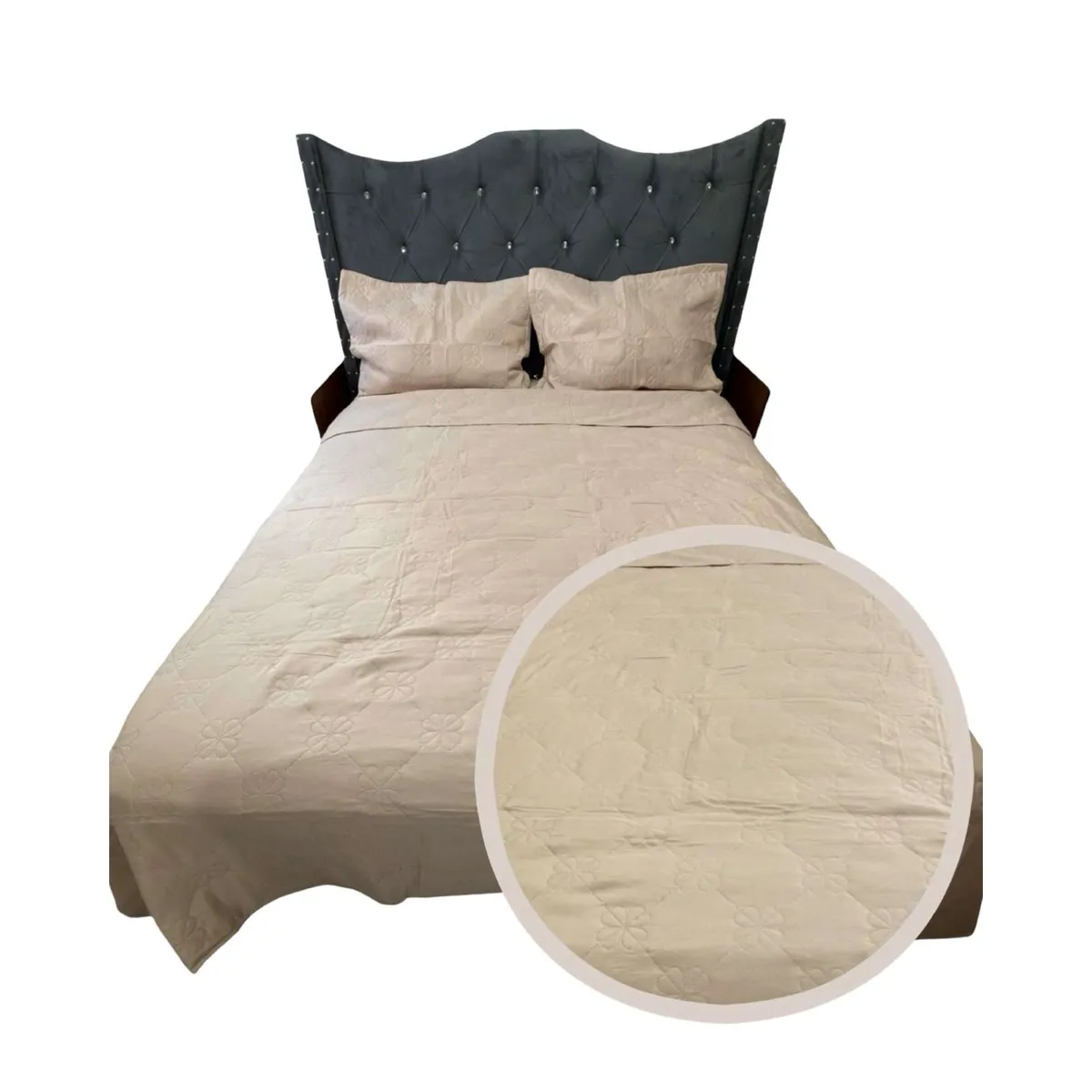 GENERICO - QUILT COLCHA DE LUJO VERANO DELGADO KING BEIGE