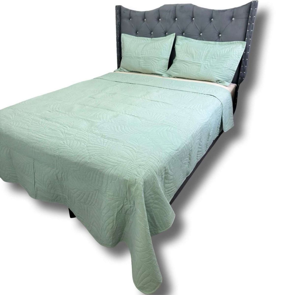 GENERICO - QUILT COLCHA DE LUJO VERANO 2 PLAZA VERDE MENTA