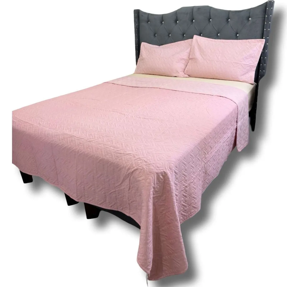 GENERICO - QUILT COLCHA DE LUJO VERANO DELGADO 2 PLAZAS ROSA
