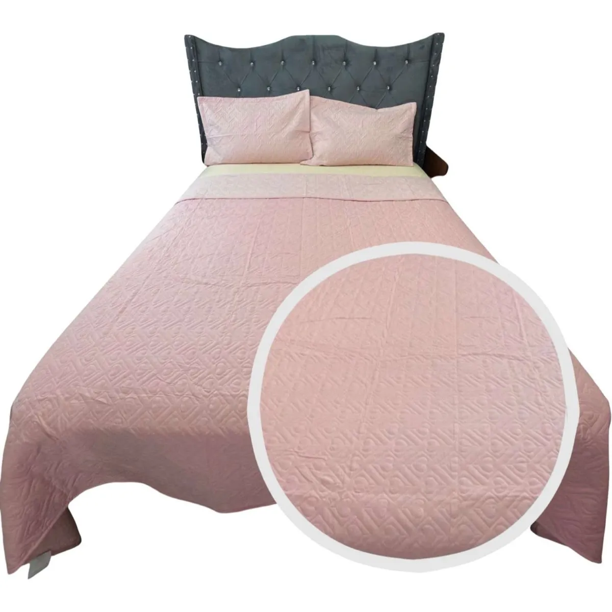 GENERICO - QUILT COLCHA DE LUJO VERANO DELGADO KING ROSA