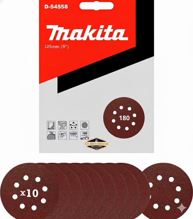 10 Discos Lija Con Velcro 125mm (5) Grano 180 D-54558