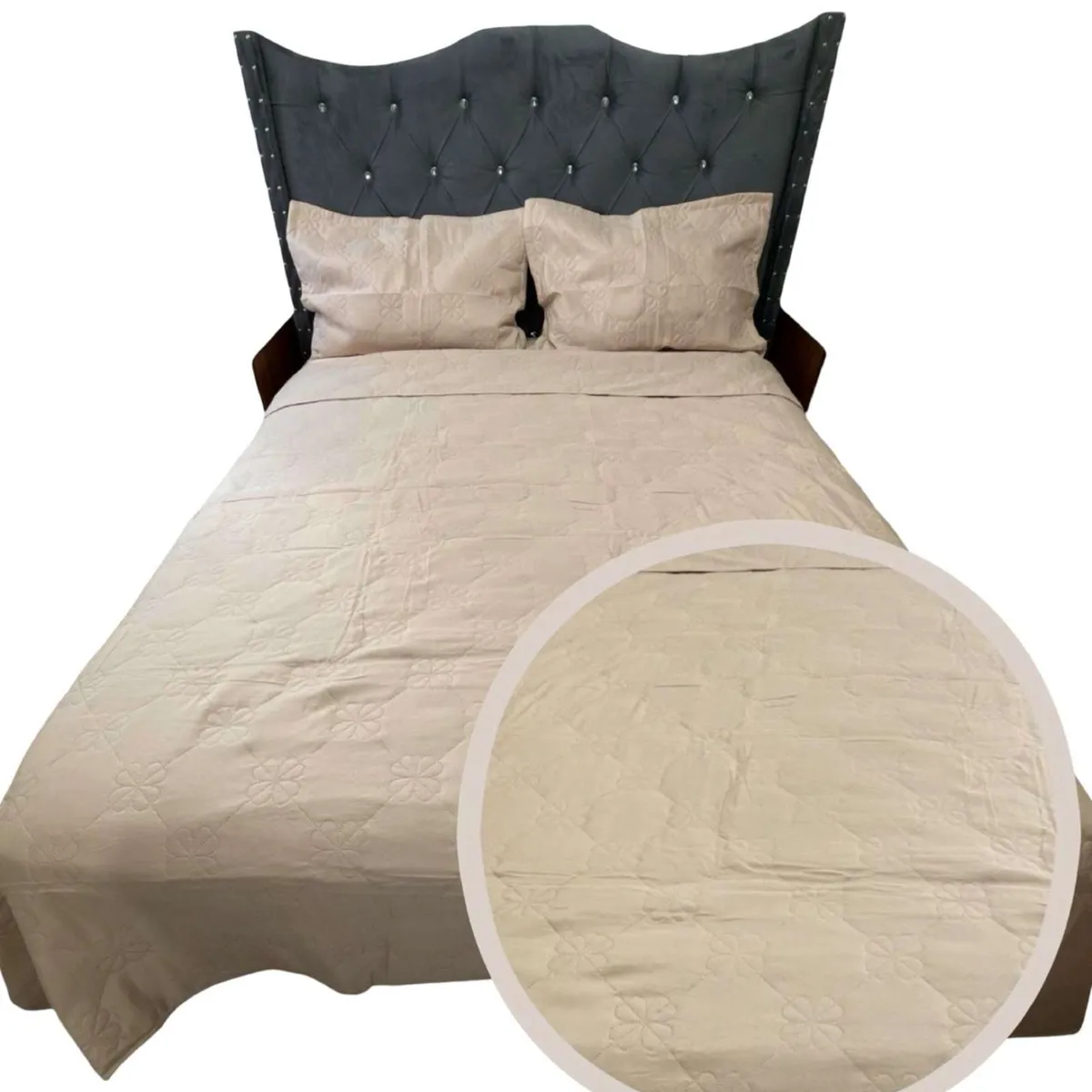 GENERICO - COLCHA QUILT DE LUJO VERANO DELGADO 2 PLAZAS BEIGE