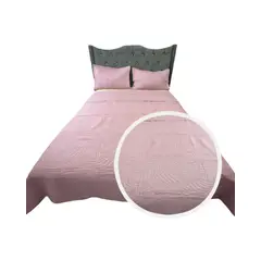 GENERICO - COLCHA QUILT DE LUJO VERANO PLAZA Y MEDIA ROSA