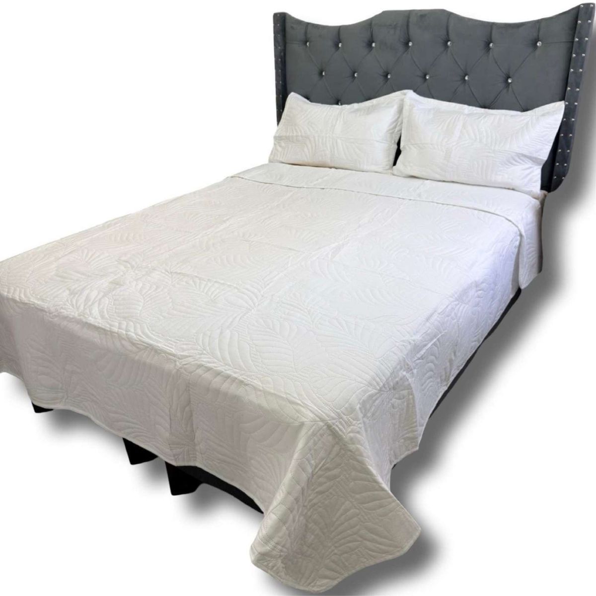 GENERICO - COLCHA QUILT DE LUJO VERANO KING BLANCO