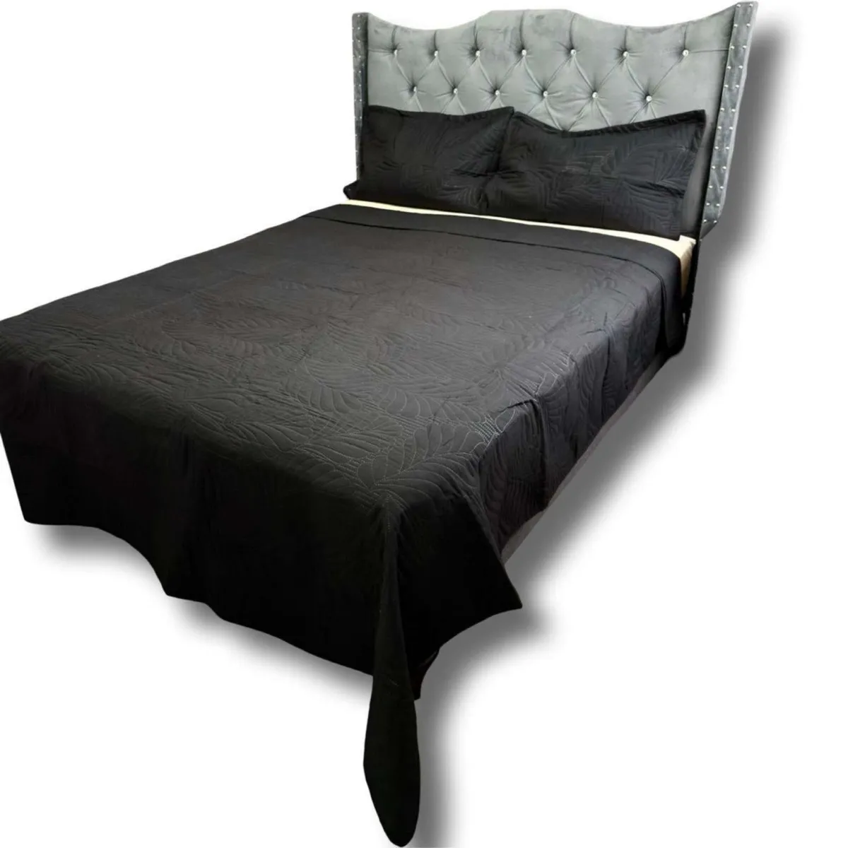 GENERICO - COLCHA QUILT DE LUJO VERANO KING NEGRO