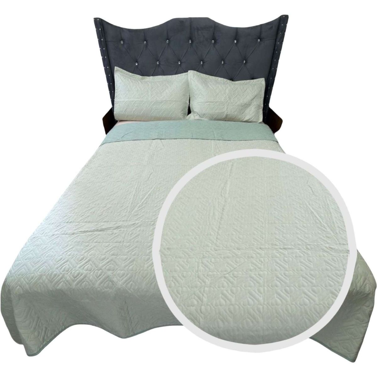 GENERICO - COLCHA QUILT DE LUJO VERANO DELGADO 2 PLAZAS VERDE MENTA