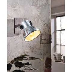 EGLO - Aplique de pared Barnstaple acero madera café Zinc envejecido 1X40W E27 Cód49648