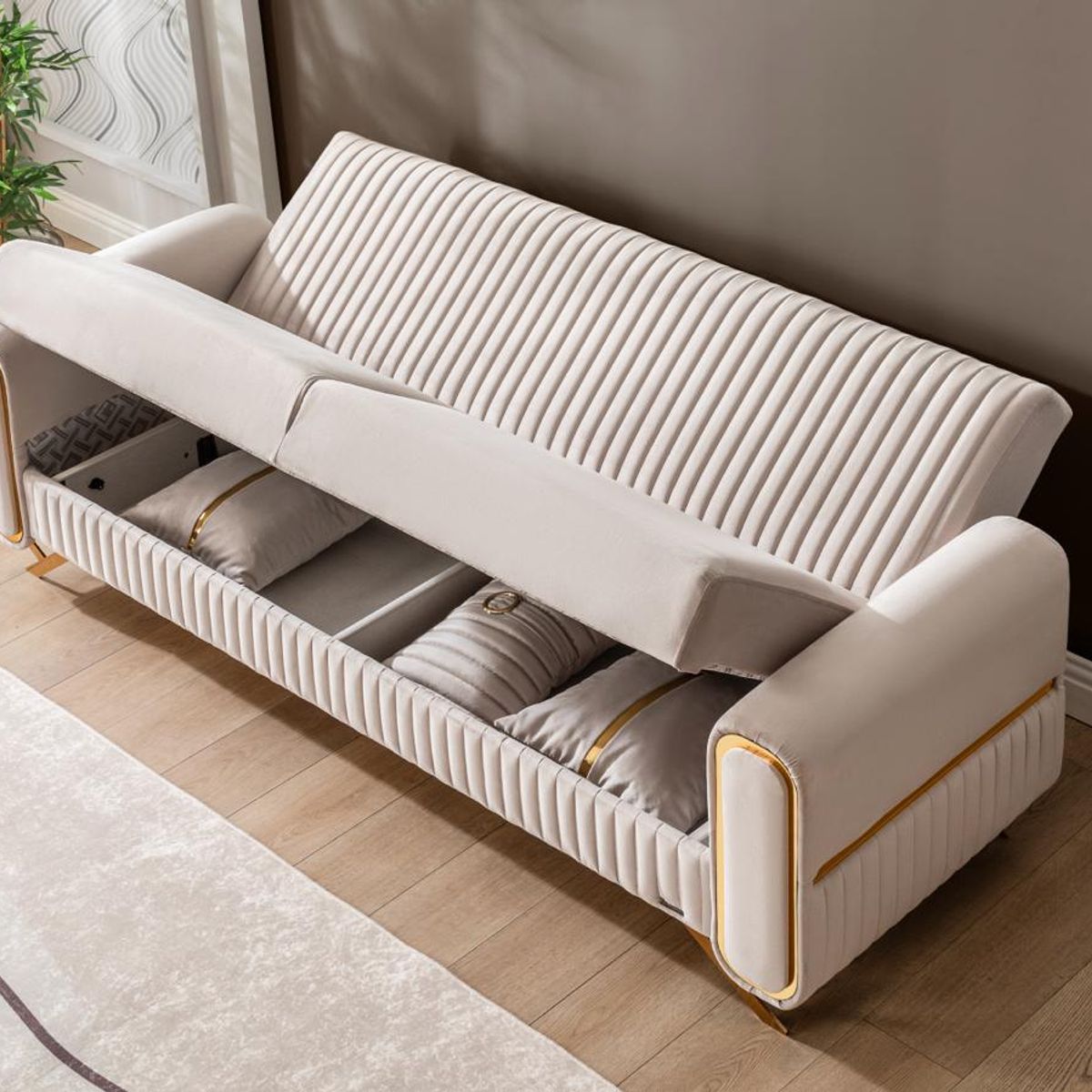 GENERICO - Sofa Camas Escalade Beige 3 cuerpos