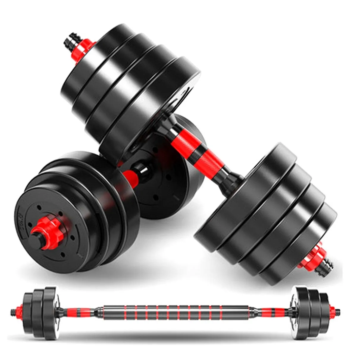 GENERICO - Set Mancuernas Y Barra Unibles Fitness Pesas Ajustables 20kg