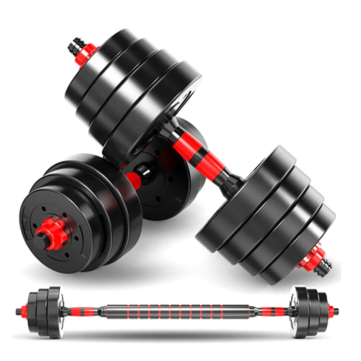 GENERICO - Set Mancuernas Y Barra Unibles Fitness Pesas Ajustables 20kg