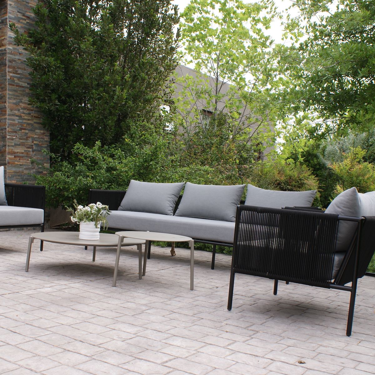 TODO TERRAZA - Set Living de Terraza Cuerda Náutica Negra Palermo