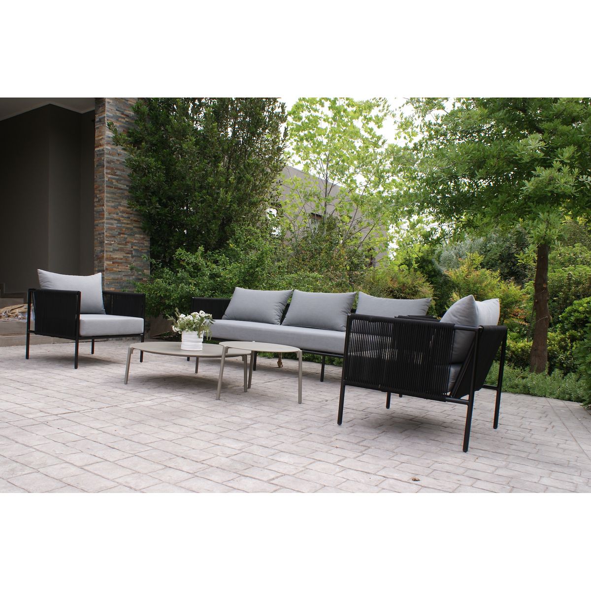 TODO TERRAZA - Set Living de Terraza Cuerda Náutica Negra Palermo