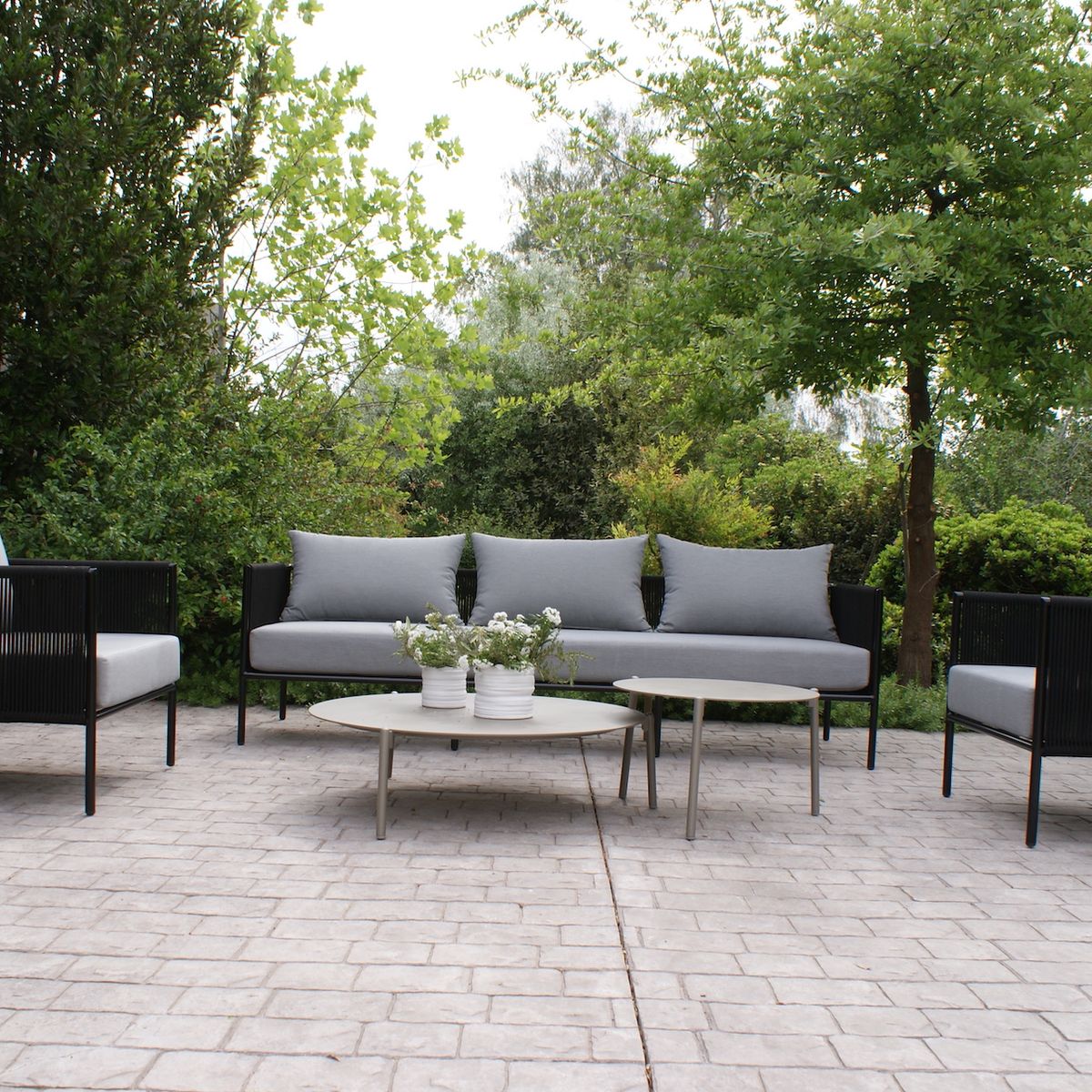 TODO TERRAZA - Set Living de Terraza Cuerda Náutica Negra Palermo