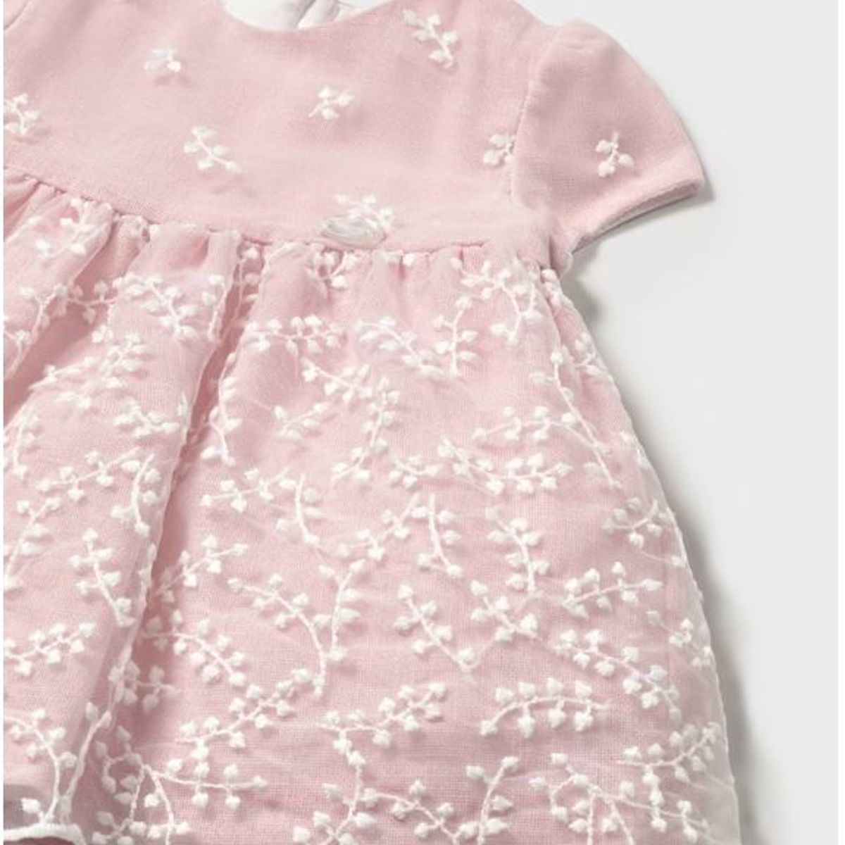 MAYORAL - Conjunto Vestido bordado con tul + cubrepañal beba