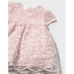 MAYORAL - Conjunto Vestido bordado con tul + cubrepañal beba