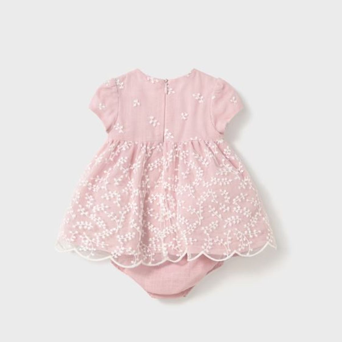 MAYORAL - Conjunto Vestido bordado con tul + cubrepañal beba