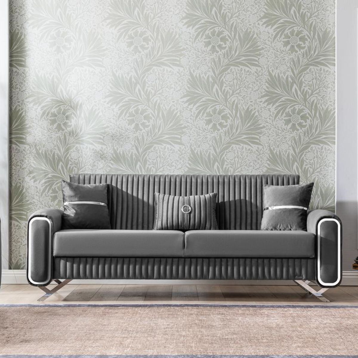 GENERICO - Sofa Camas Escalade Gris 3 cuerpos