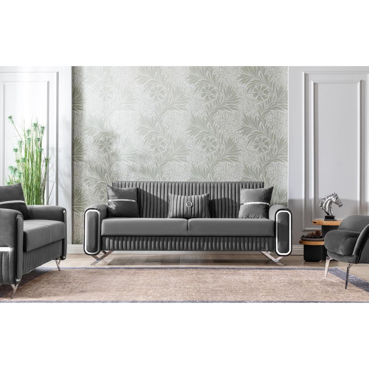 GENERICO - Sofa Camas Escalade Gris 3 cuerpos