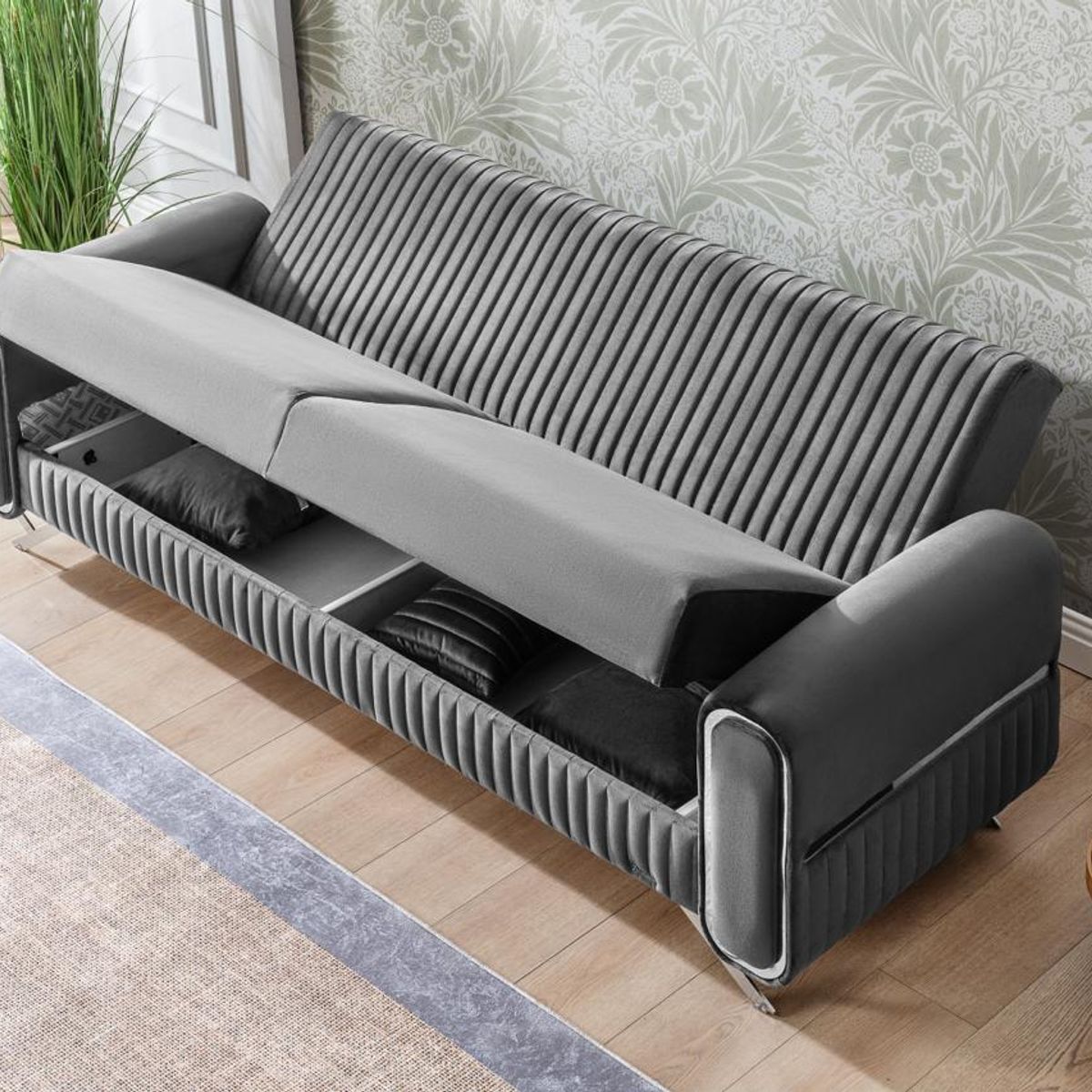GENERICO - Sofa Camas Escalade Gris 3 cuerpos