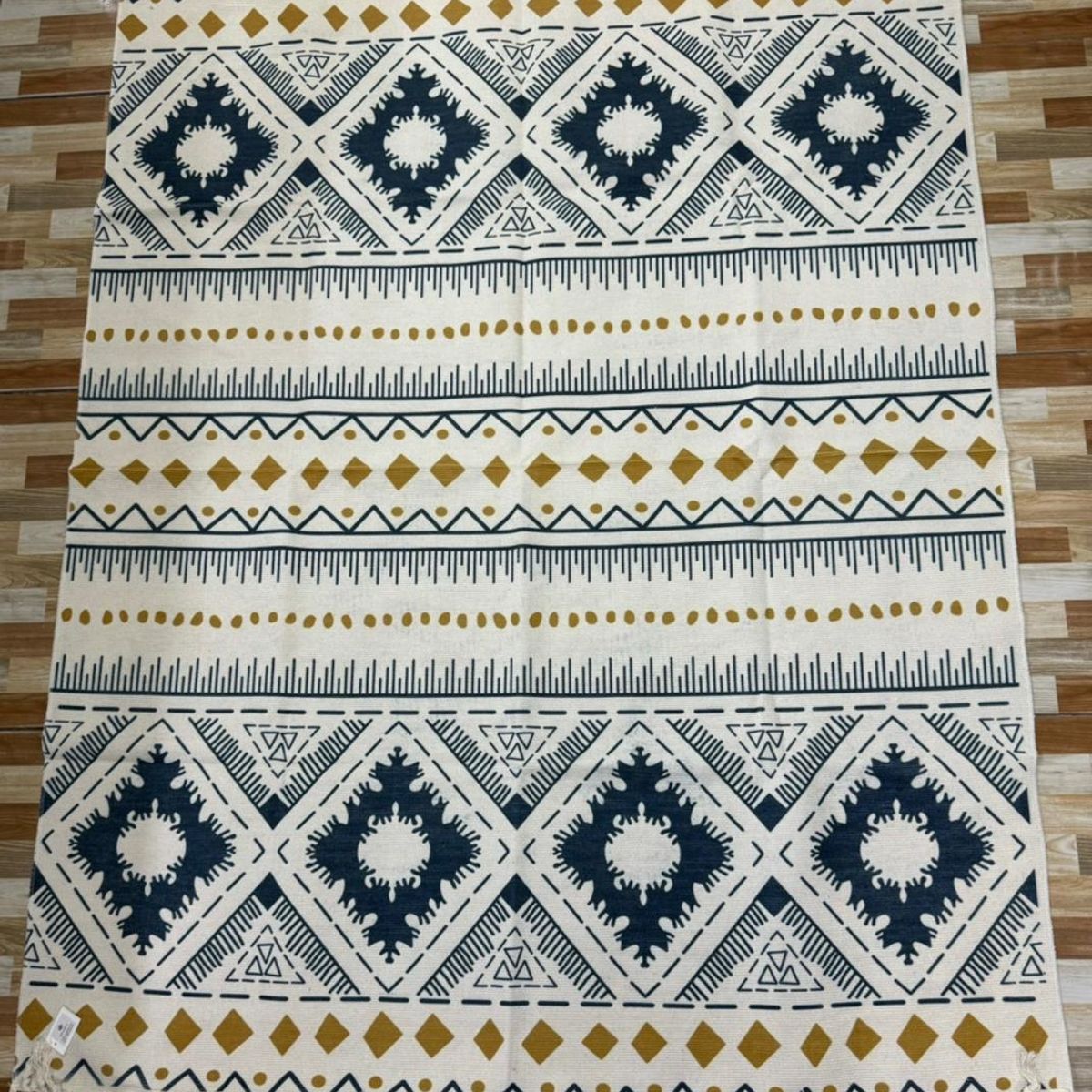 DIANA - ALFOMBRA DE ALGODON Y LINO CON DISEÑO GEOMETRICO 160cm x 200cm