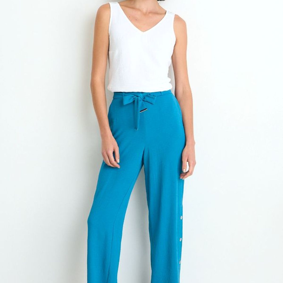 ASH - Pantalon Liso Recto Mujer Azul Ash