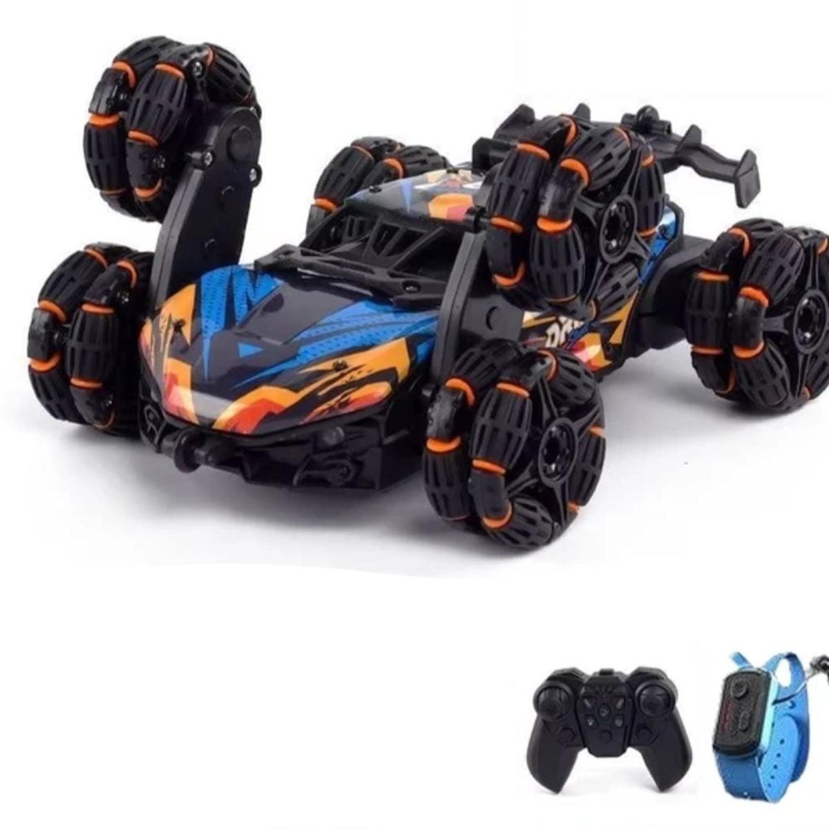 GENERICO - AUTO CONTROL REMOTO 6 RUEDAS Y CONTROL RELOJ DE GESTOS STUNT AZUL