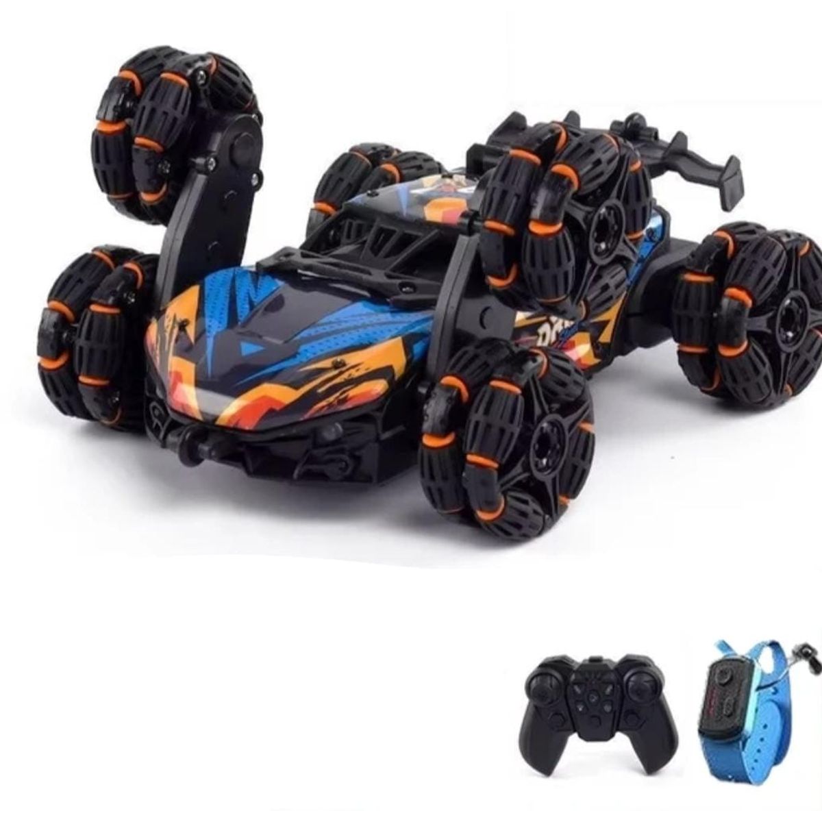 GENERICO - AUTO CONTROL REMOTO 6 RUEDAS Y CONTROL RELOJ DE GESTOS STUNT AZUL