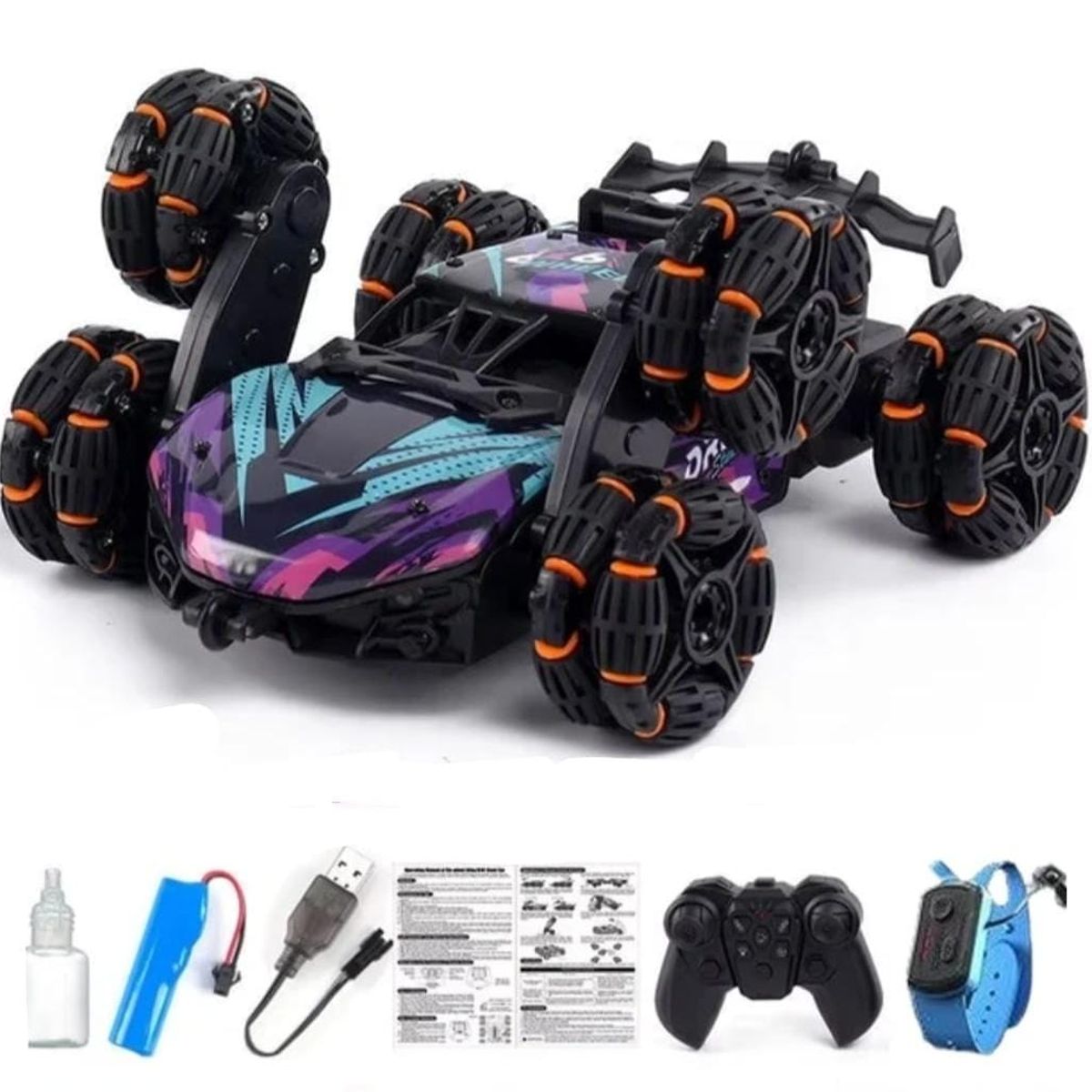 GENERICO - AUTO CONTROL REMOTO 6 RUEDAS Y CONTROL RELOJ DE GESTOS STUNT