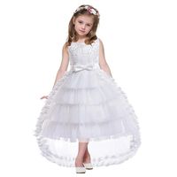 Vestido Bautizo Paje Fiesta Modelo Flor Blanco con Lazo Ajustable