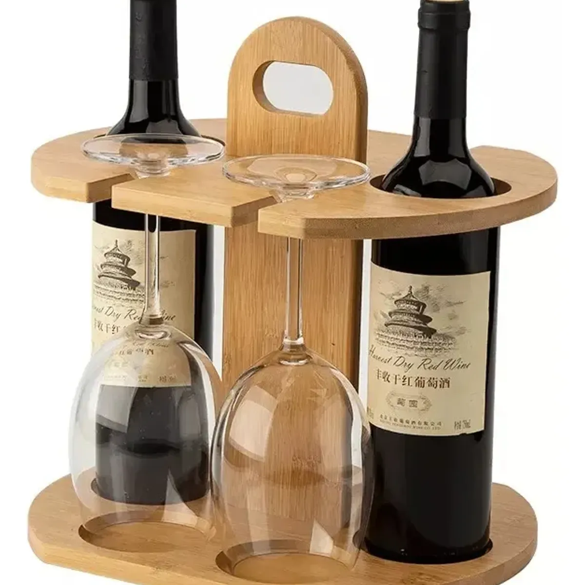 GENERICO - Porta Vinos Soporte Para Copas Y Botellas De Vino De Bambu