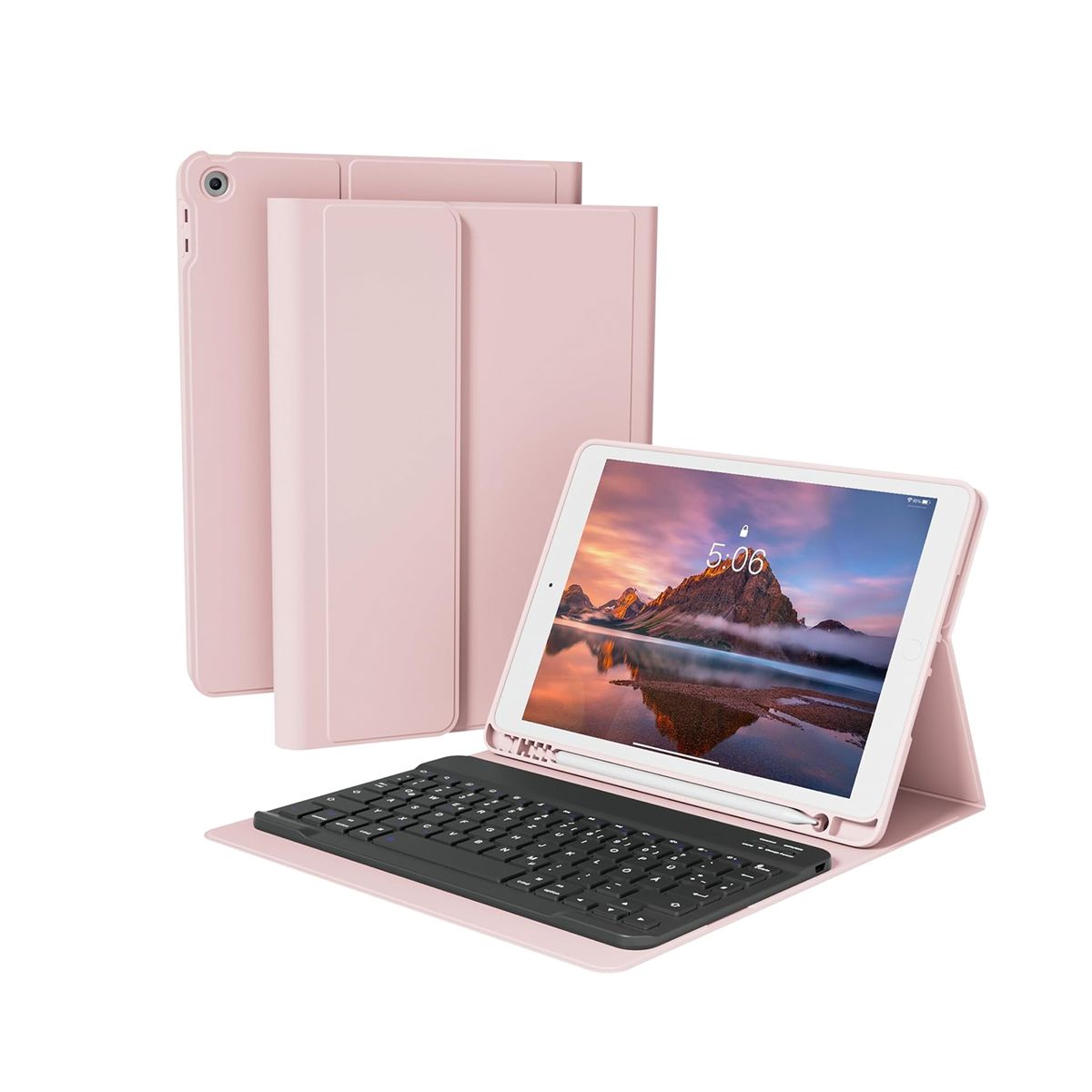 JOIGO - Funda Con Teclado Para iPad 10.2 7 8 9 Ranura Lapiz Rosado