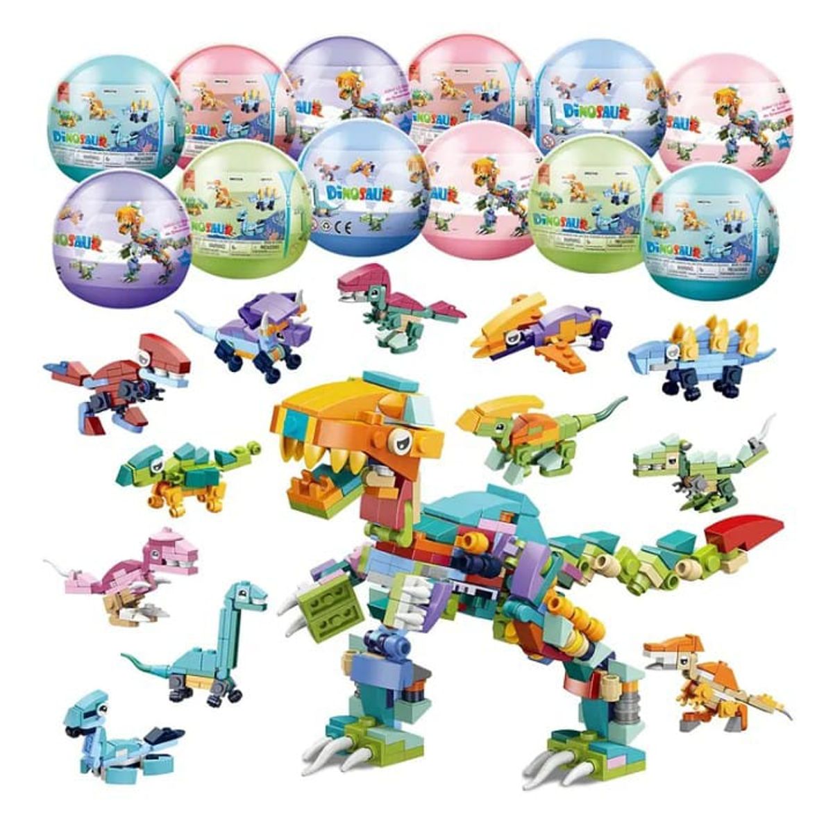 GENERICO - Caja juego bloques de dinosaurios 12 huevos