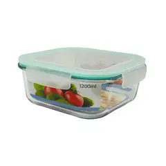 GENERICO - Contenedor de Vidrio Cuadrado 1200 ml – Hermético con Tapa BPA Free