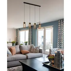 EGLO - Lámpara Colgante Littleton acero madera 4X60W E27 Cód.49475