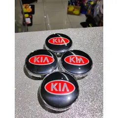GENERICO - X4 Tapas centro de llantas de auto tunning KIA LOGO VIEJO OVALO ROJO 56MM
