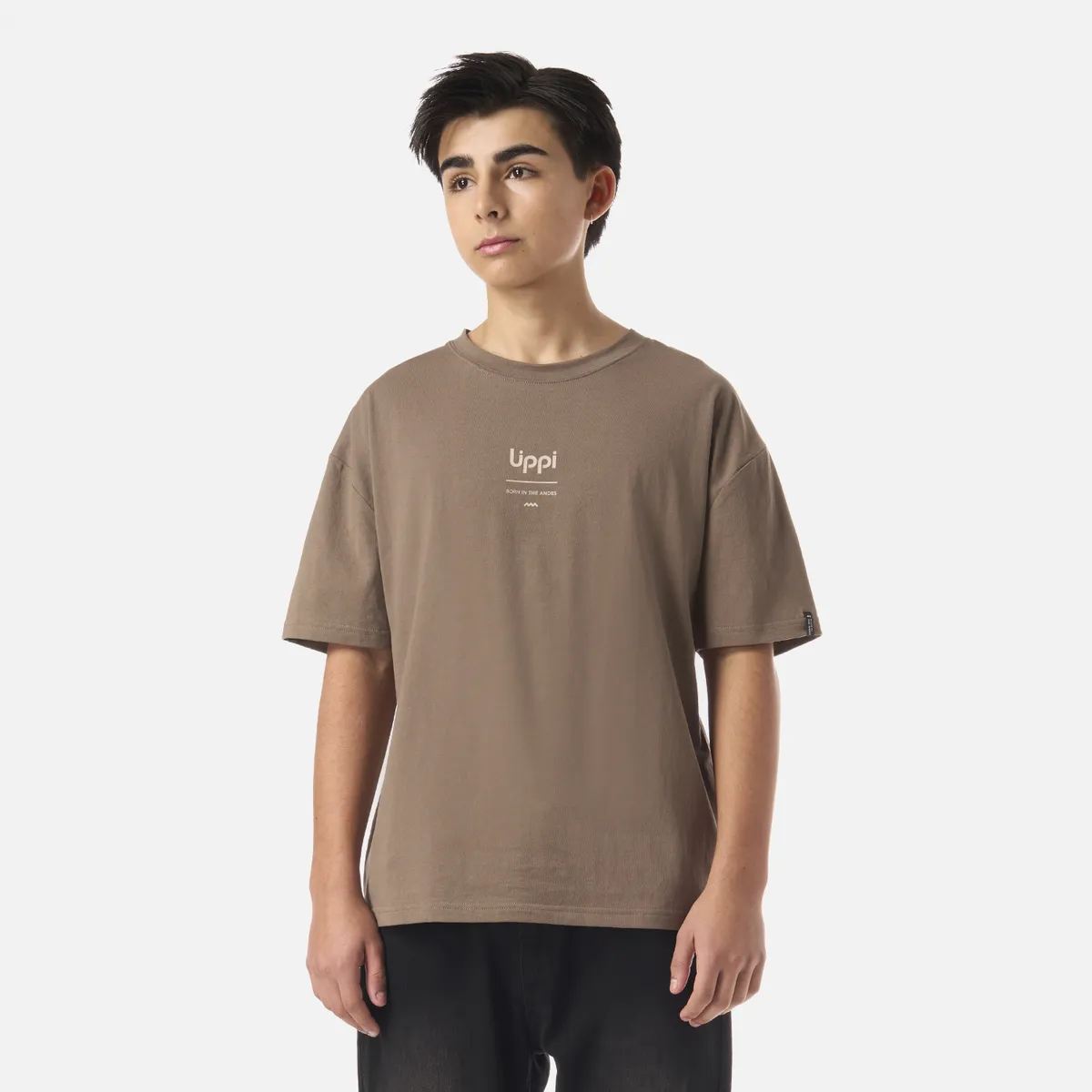 LIPPI - Polera Teen Boy Mountain Trip Oversize T-Shirt Café Lippi