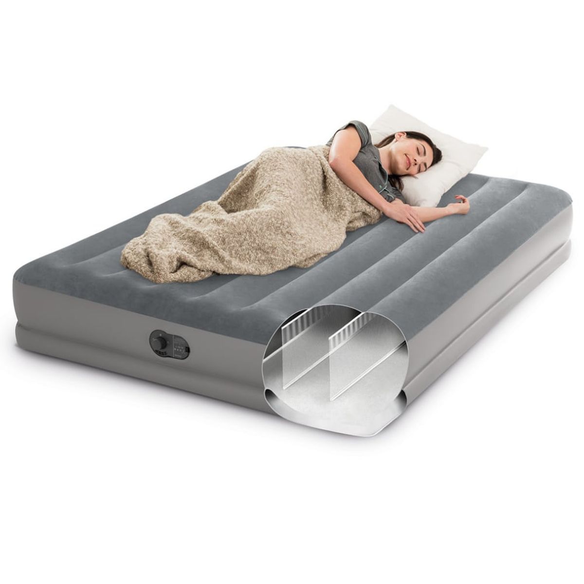 INTEX - Colchón Inflable Eléctrico USB INTEX 2 Plazas 152x203x30 Cm Prestige Mid-Rise