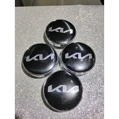 GENERICO - X4 Tapas centro de llantas de auto tunning KIA LOGO NUEVO NEGRO CON PLATA 60MM