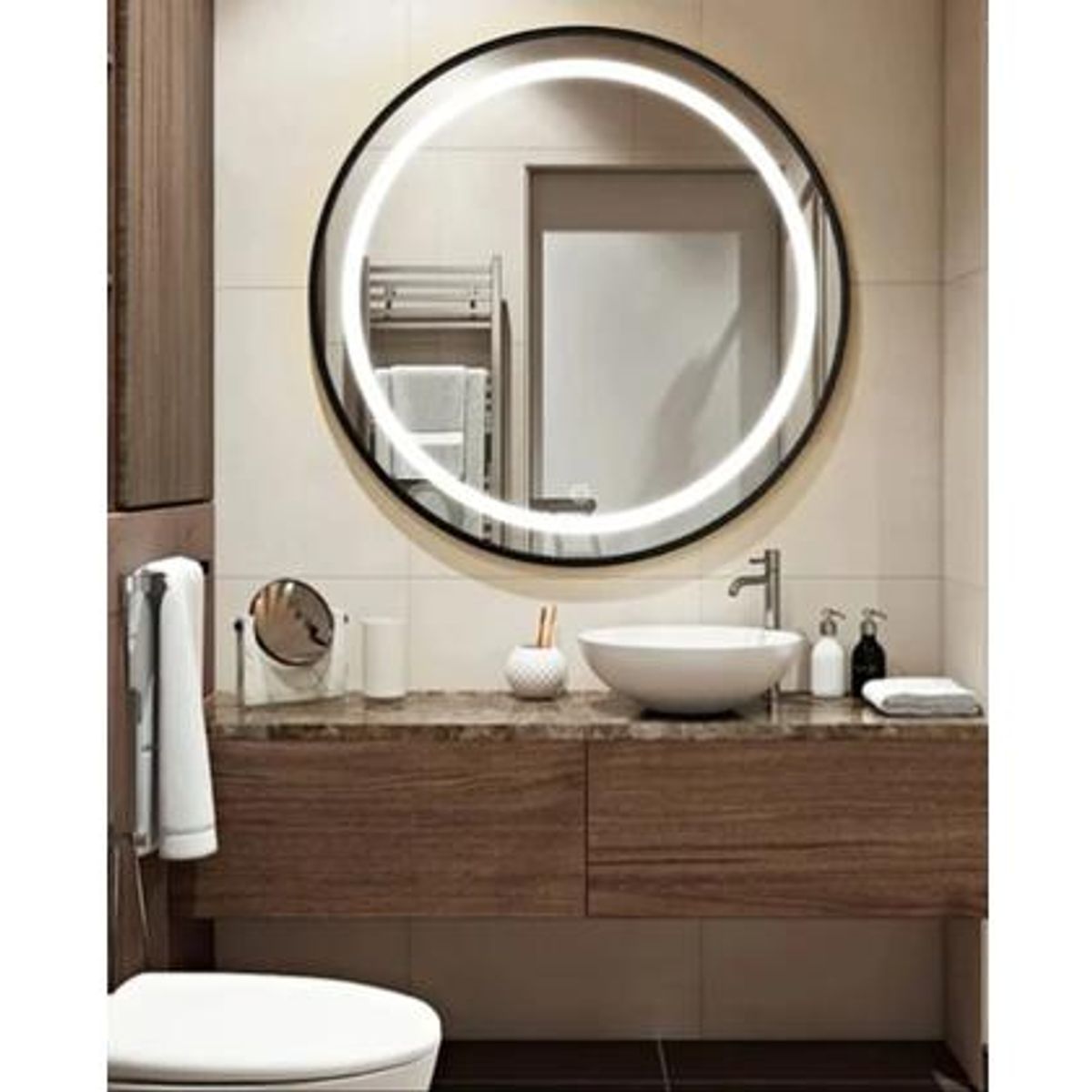 TAUMM - ESPEJO CIRCULAR TAUMM 60CM 3 LUCES LED BORDE NEGRO