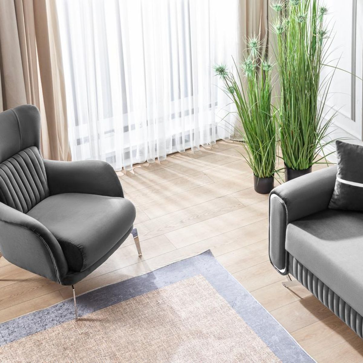 GENERICO - Set Sofa Camas Escalade para Living Gris 3+2+1 cuerpos