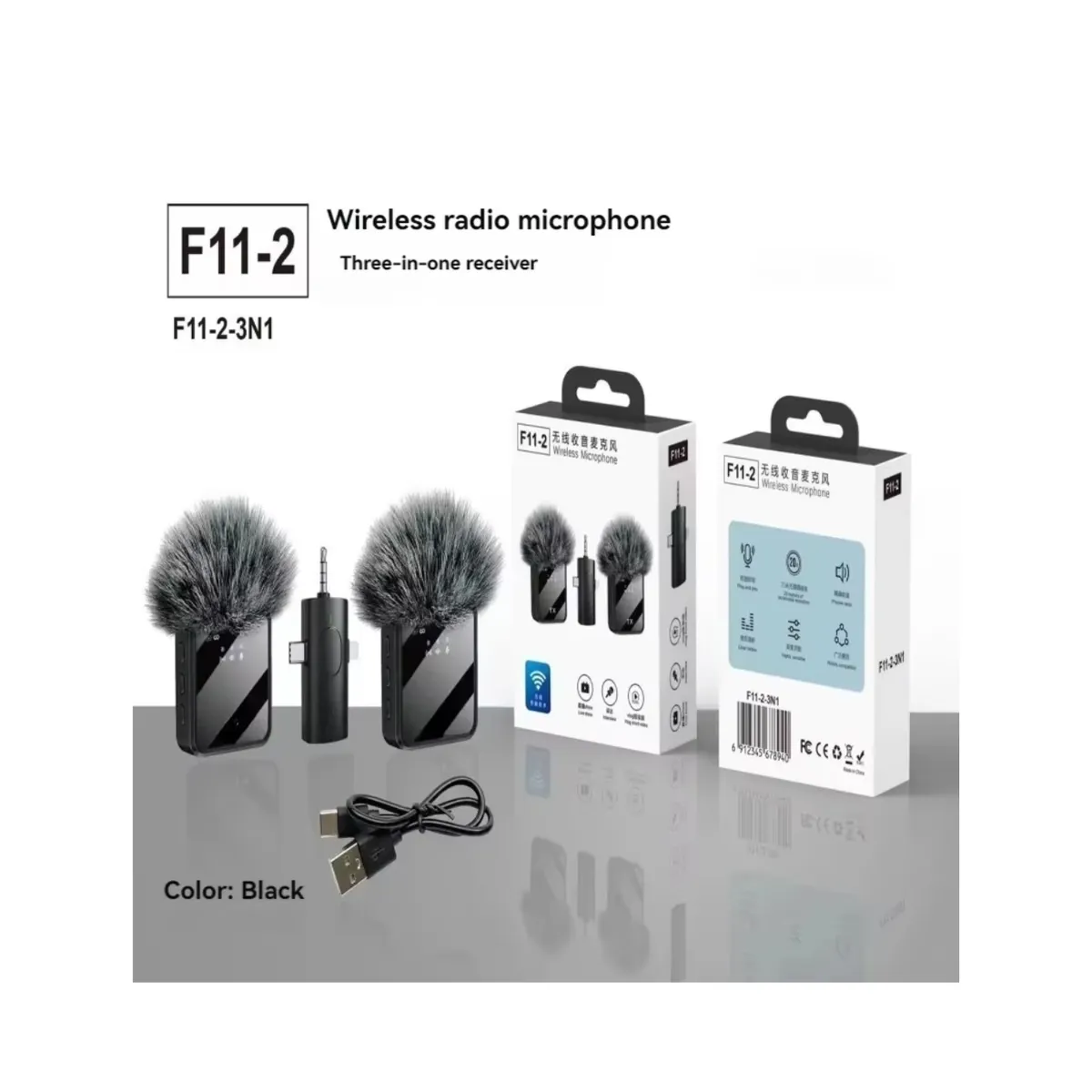 OEM - MICROFONO INALAMBRICO 3 EN 1 PARA CAMARA