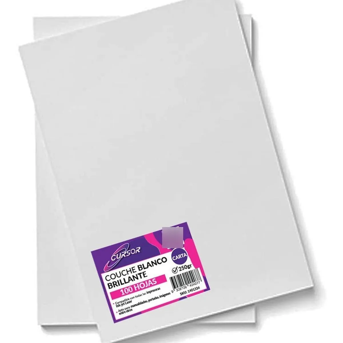 CURSOR - Papel Couche Brillante 250g Carta 100 Hojas Cursor
