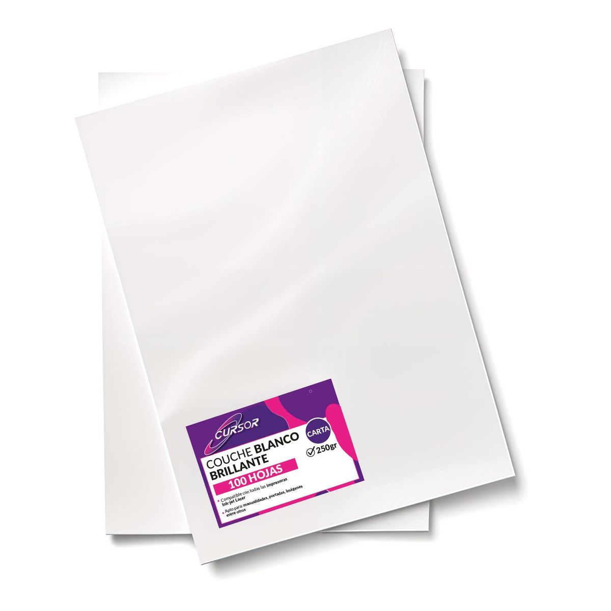 CURSOR - Papel Couche Brillante 250g Carta 100 Hojas Cursor